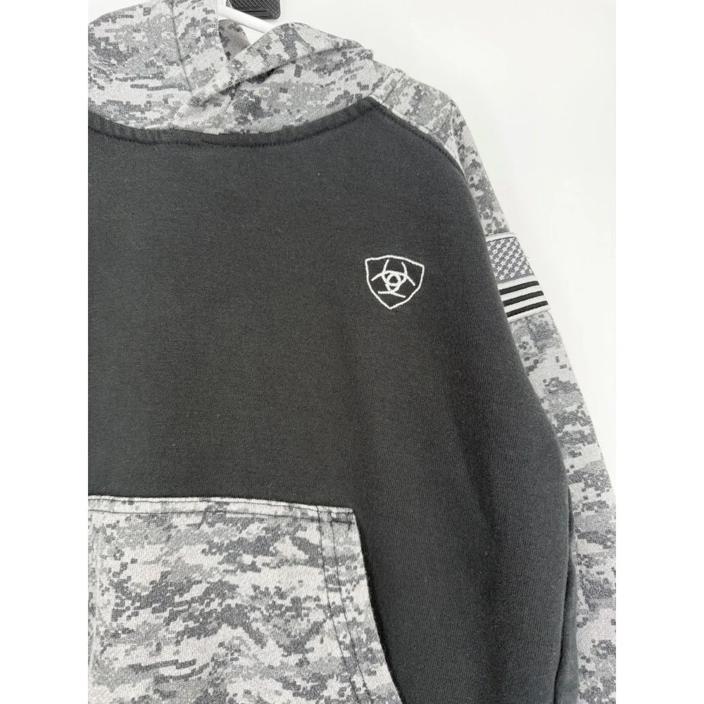 Ariat Boys Hoodie XS 7 Black Camo Flag Western Tactical Outdoor Rustic Americana